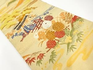 アンティーク　屋敷に菊・松模様織り出し名古屋帯（材料）